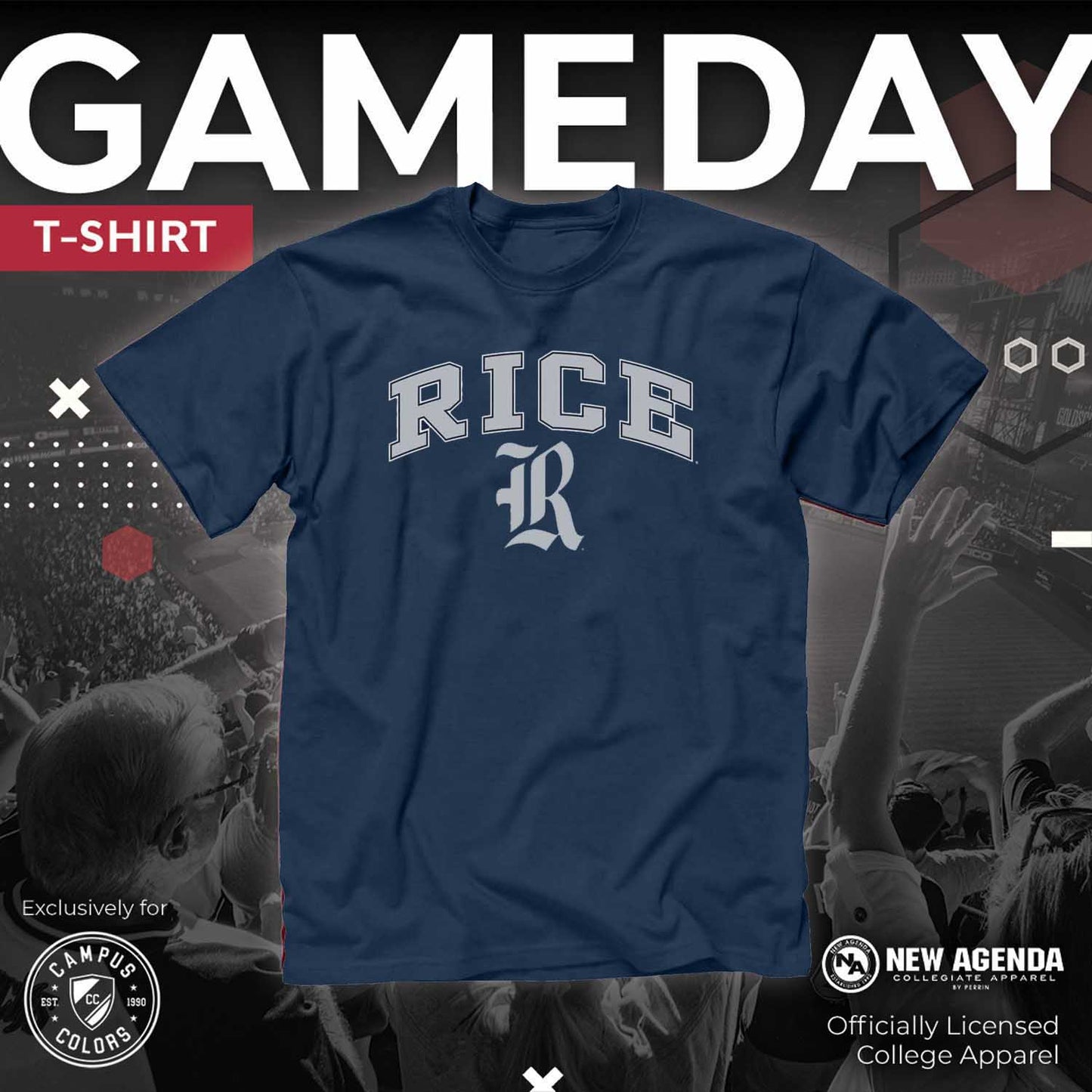 Rice Owls NCAA Adult Gameday Cotton T-Shirt - Navy
