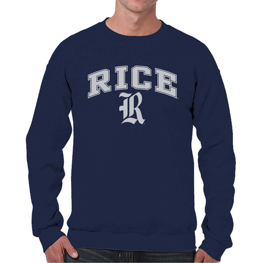 Rice Owls Adult Arch & Logo Soft Style Gameday Crewneck Sweatshirt - Navy