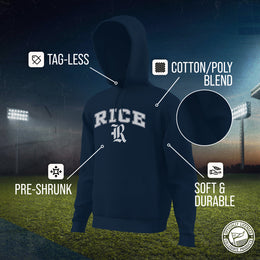 Rice Owls Adult Arch & Logo Soft Style Gameday Hooded Sweatshirt - Navy
