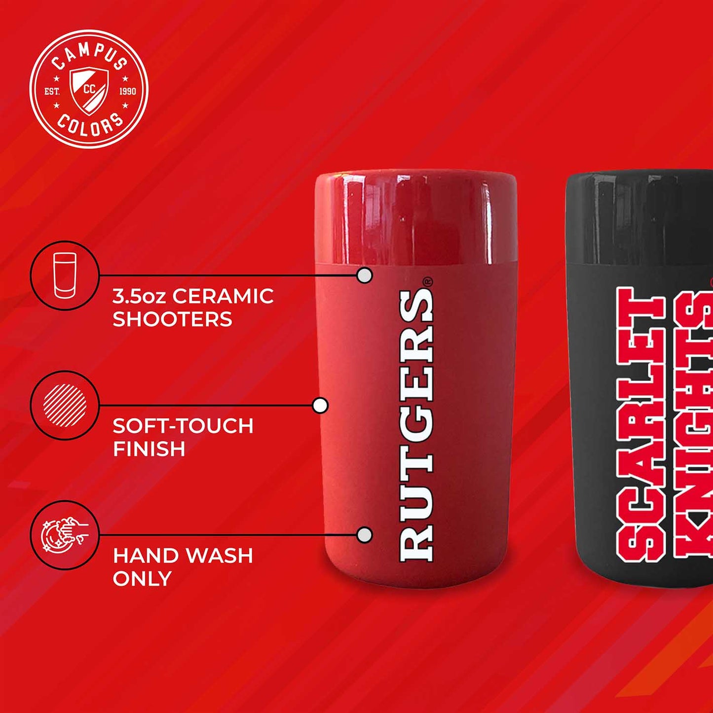 Rutgers Scarlet Knights College and University 2-Pack Shot Glasses - Team Color