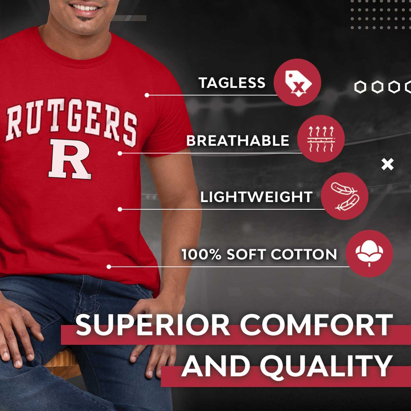 Rutgers Scarlet Knights NCAA Adult Gameday Cotton T-Shirt - Red