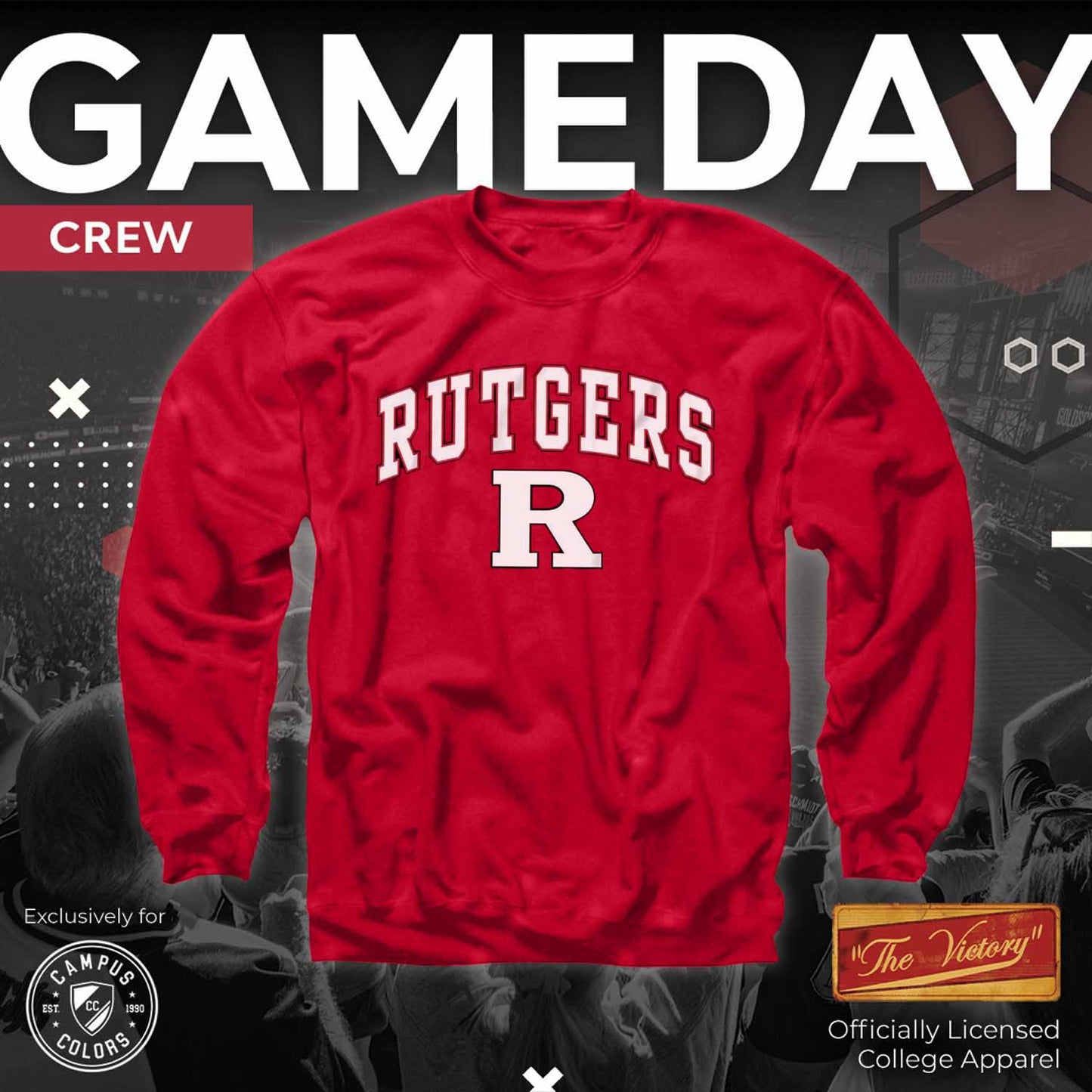 Rutgers Scarlet Knights Adult Arch & Logo Soft Style Gameday Crewneck Sweatshirt - Red
