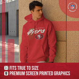 San Francisco 49ers NFL Adult Unisex Retro Script Ultra Soft Fleece Hooded Sweatshirt - Red