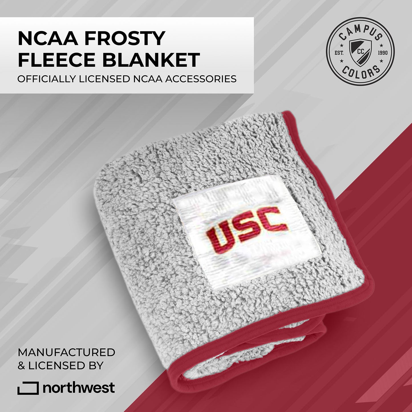 USC Trojans NCAA Silk Sherpa College Throw Blanket - Crimson