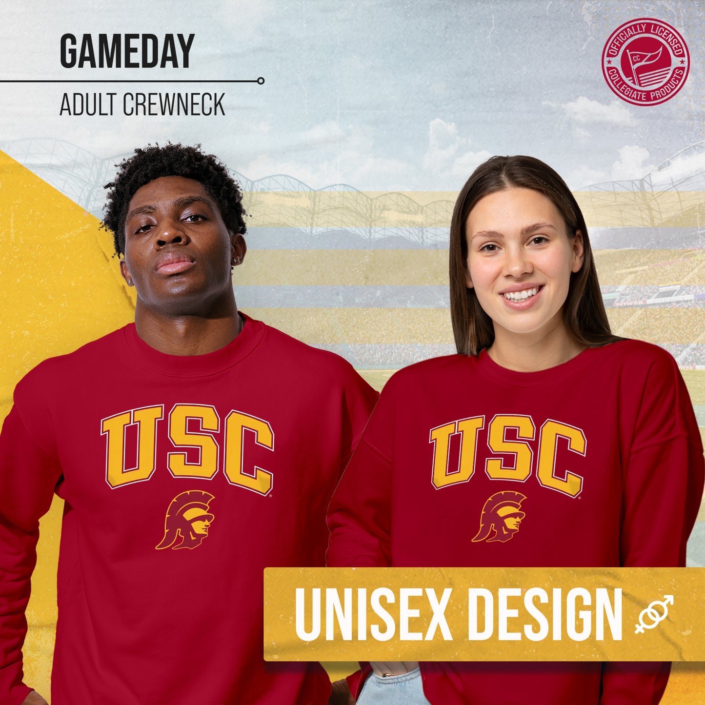 USC Trojans Adult Arch & Logo Soft Style Gameday Crewneck Sweatshirt - Cardinal