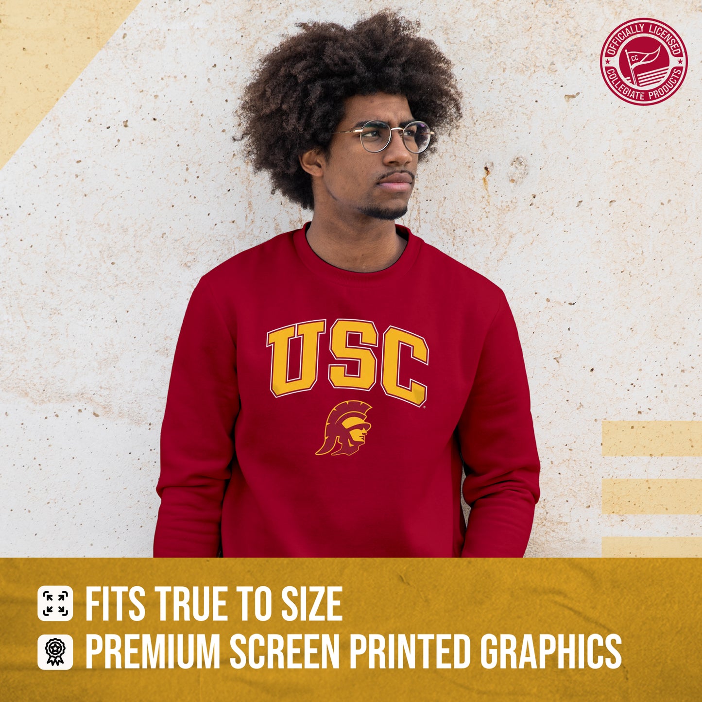 USC Trojans Adult Arch & Logo Soft Style Gameday Crewneck Sweatshirt - Cardinal