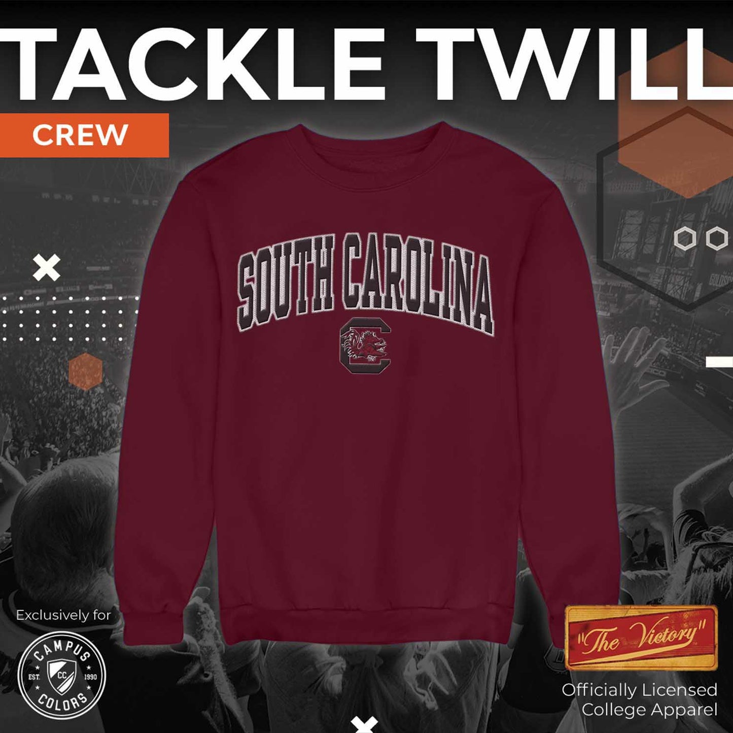 South Carolina Gamecocks NCAA Adult Tackle Twill Crewneck Sweatshirt - Maroon