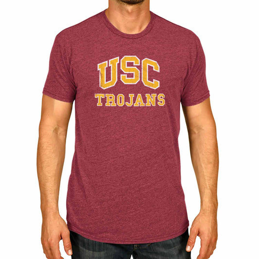 USC Trojans Adult MVP Heathered Cotton Blend T-Shirt - Cardinal