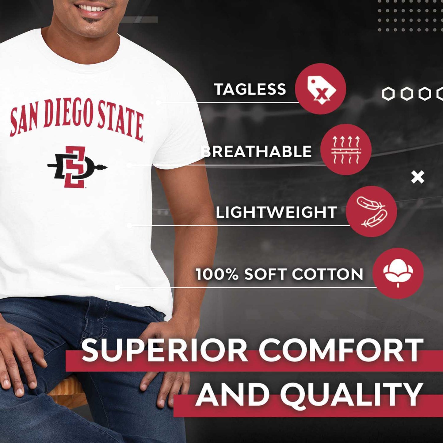 San Diego State Aztecs NCAA Adult Gameday Cotton T-Shirt - White