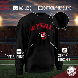 San Diego State Aztecs Adult Arch & Logo Soft Style Gameday Crewneck Sweatshirt - Black
