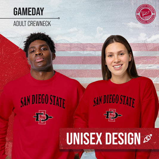 San Diego State Aztecs Adult Arch & Logo Soft Style Gameday Crewneck Sweatshirt - Red