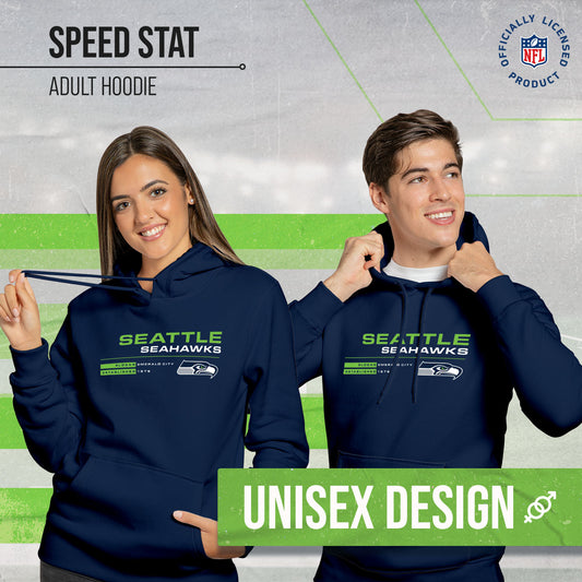 Seattle Seahawks Adult NFL Speed Stat Sheet Fleece Hooded Sweatshirt - Navy