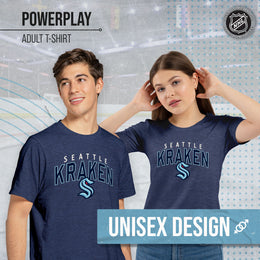 Seattle Kraken NHL Adult Powerplay Heathered Unisex T-Shirt - Navy