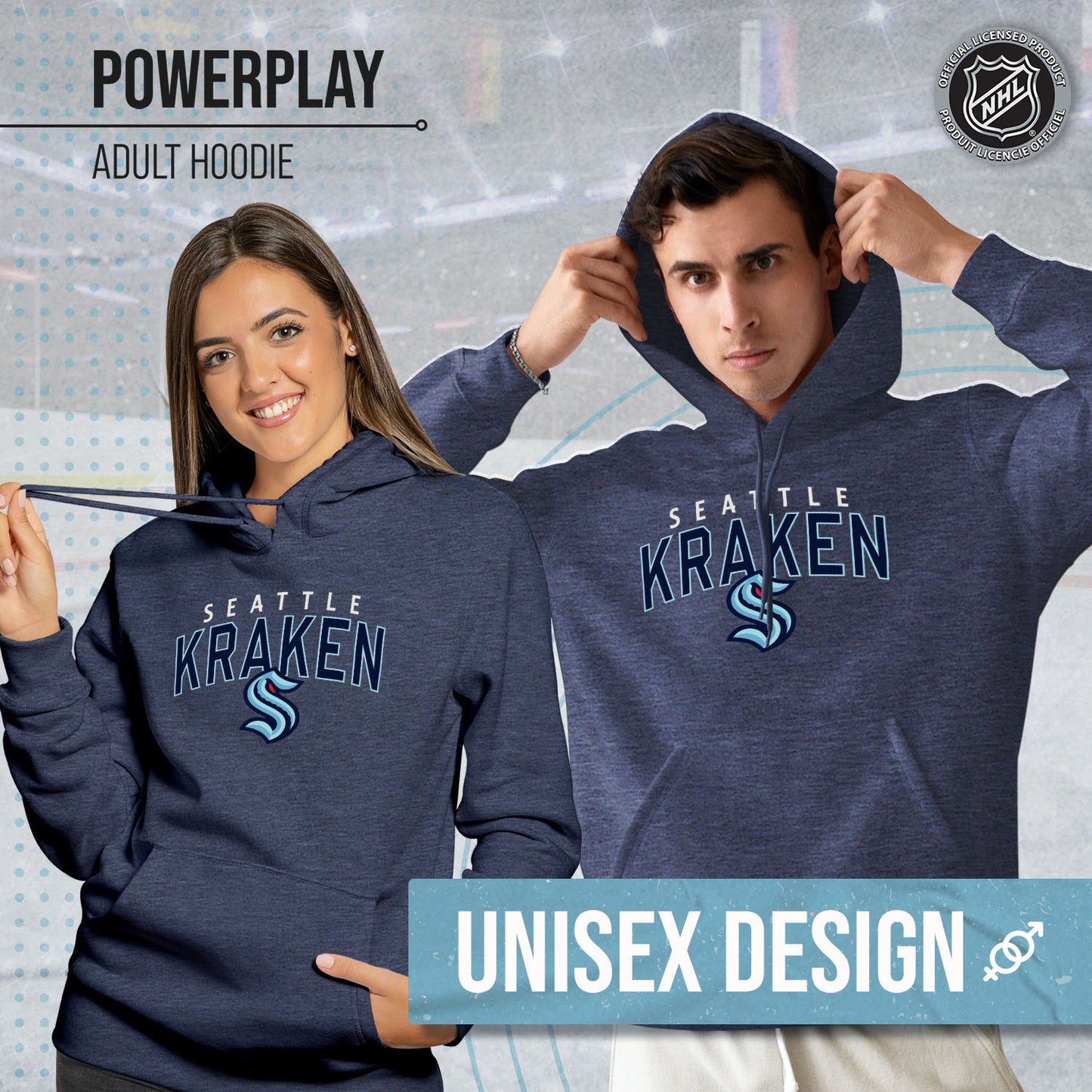 Seattle Kraken NHL Adult Unisex Powerplay Hooded Sweatshirt - Navy