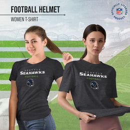 Seattle Seahawks Women's NFL Football Helmet Short Sleeve Tagless T-Shirt - Charcoal
