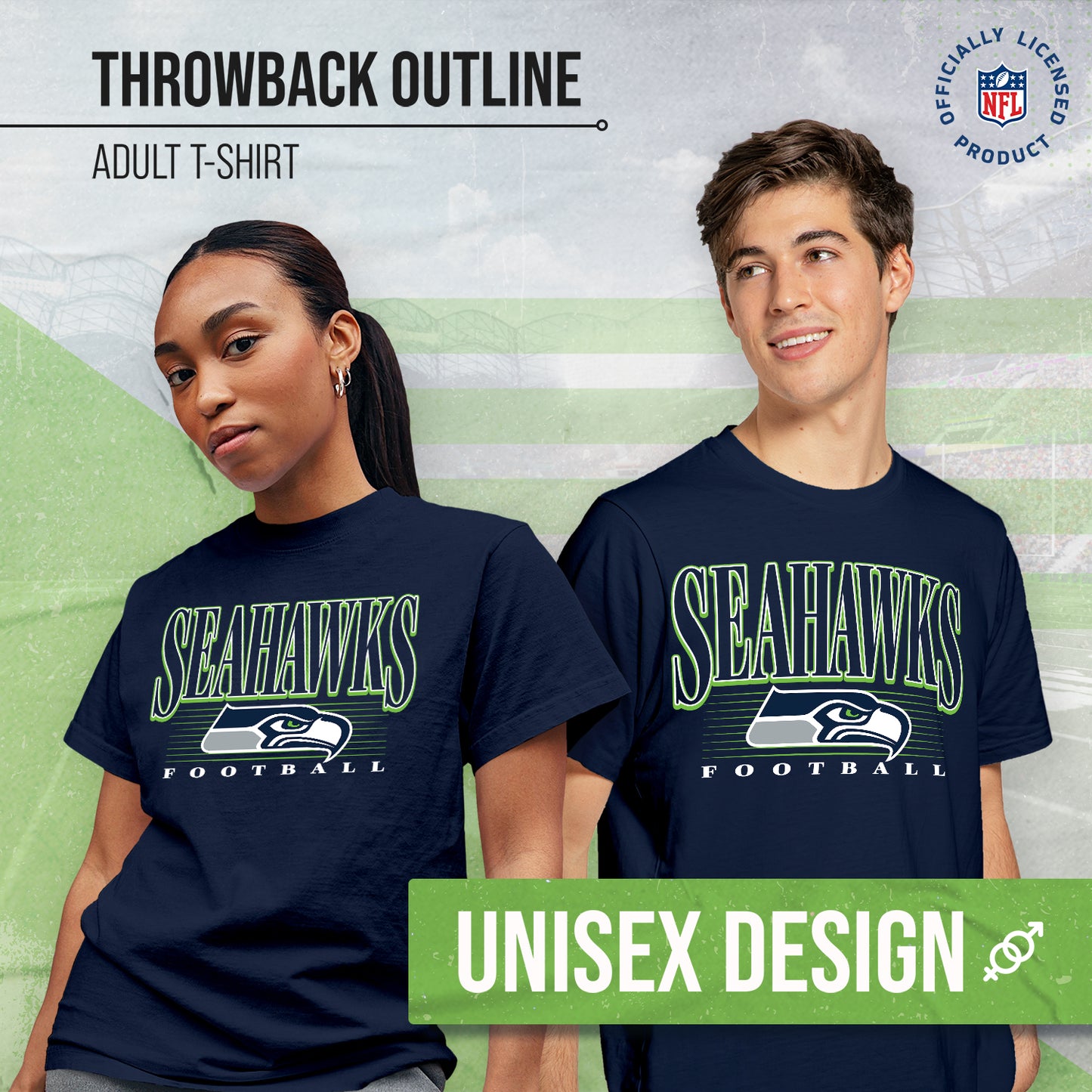 Seattle Seahawks NFL Adult Overtime Blueprint Tag-Less T-Shirt - Navy