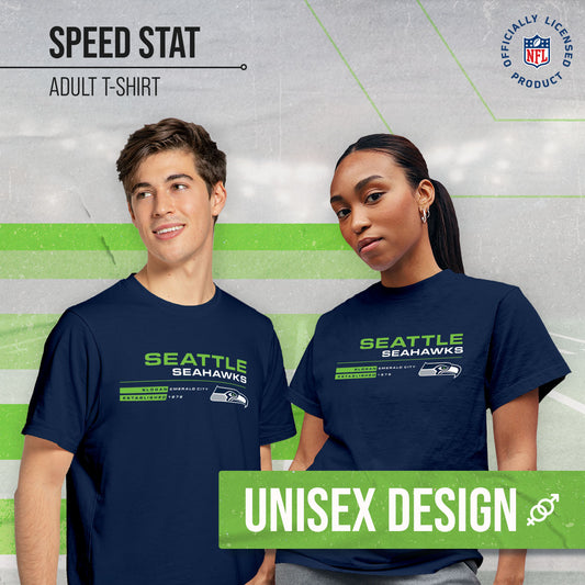 Seattle Seahawks Adult NFL Speed Stat Sheet T-Shirt - Navy