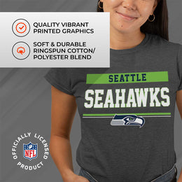 Seattle Seahawks NFL Women's Team Block Charcoal Tagless T-Shirt - Charcoal