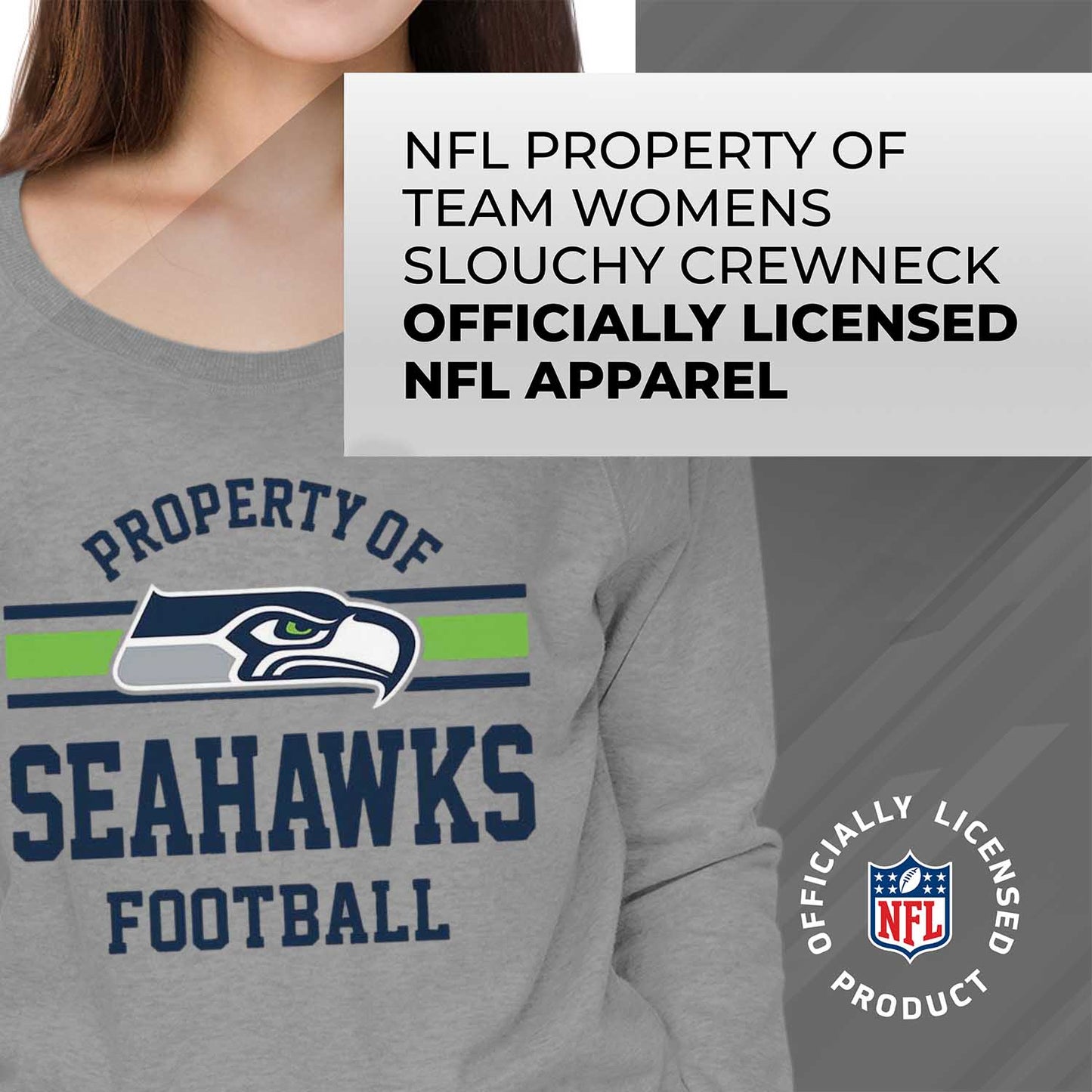 Seattle Seahawks NFL Womens Property of Lighweight Crew Neck - Sport Gray
