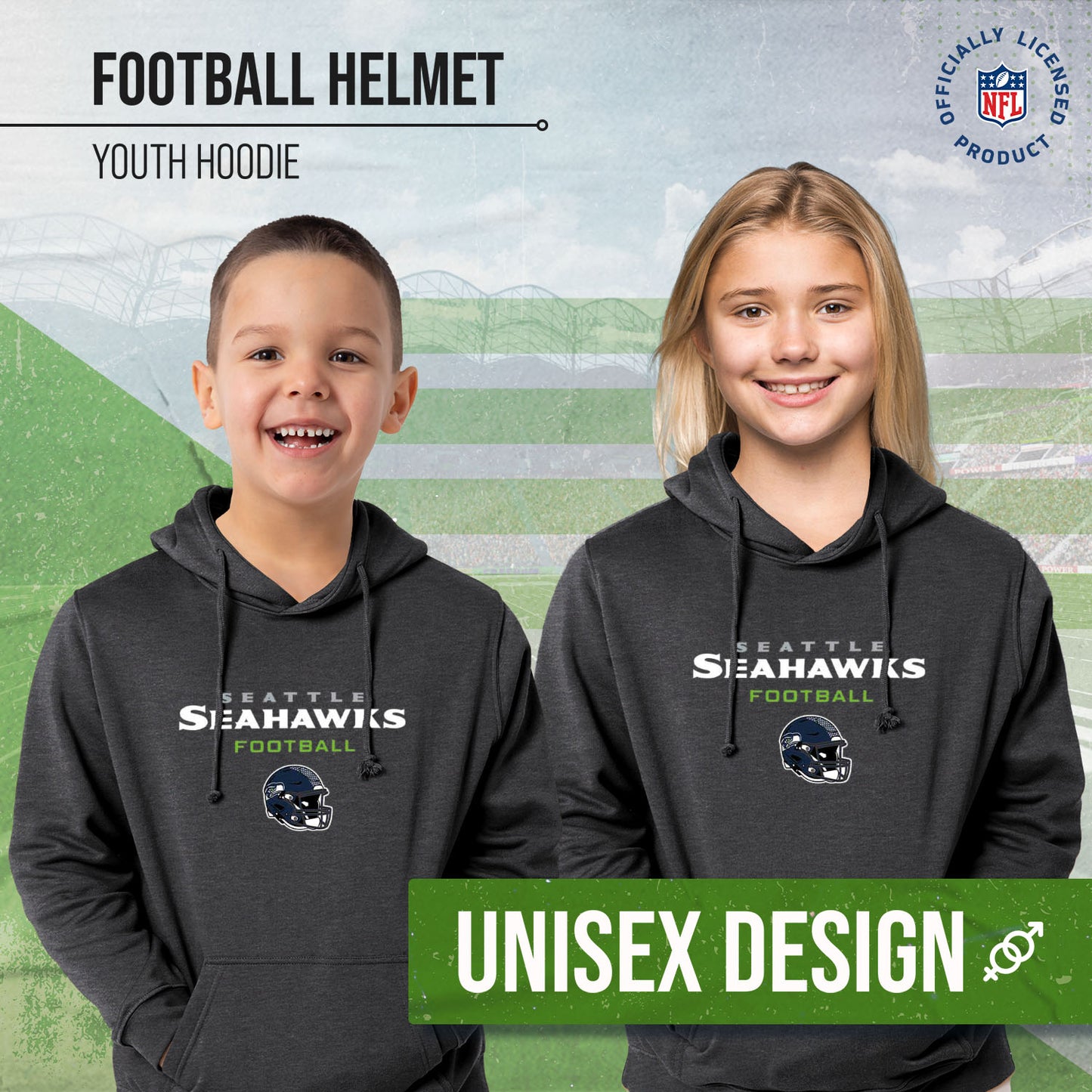 Seattle Seahawks NFL Youth Football Helmet Hood - Charcoal