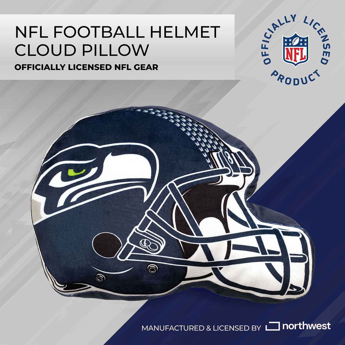 Seattle Seahawks NFL Helmet Football Super Soft Plush Pillow - Navy