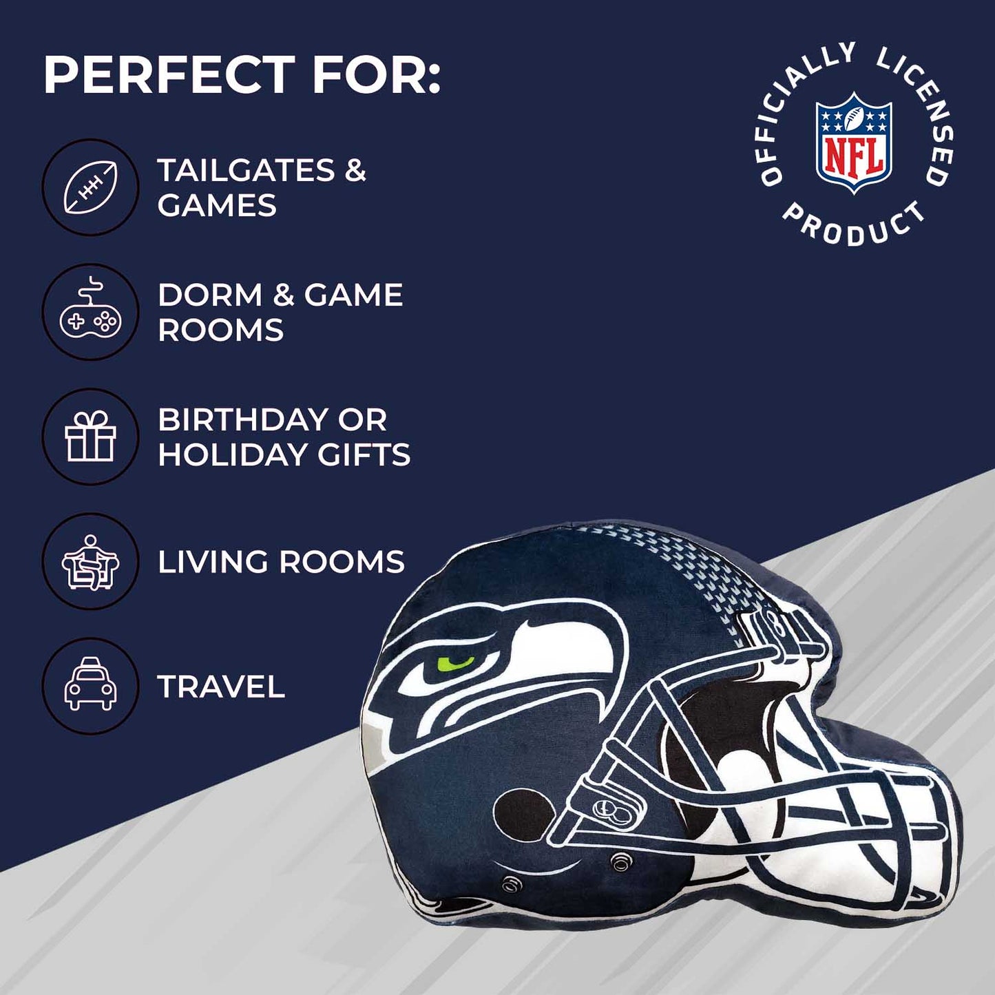 Seattle Seahawks NFL Helmet Football Super Soft Plush Pillow - Navy