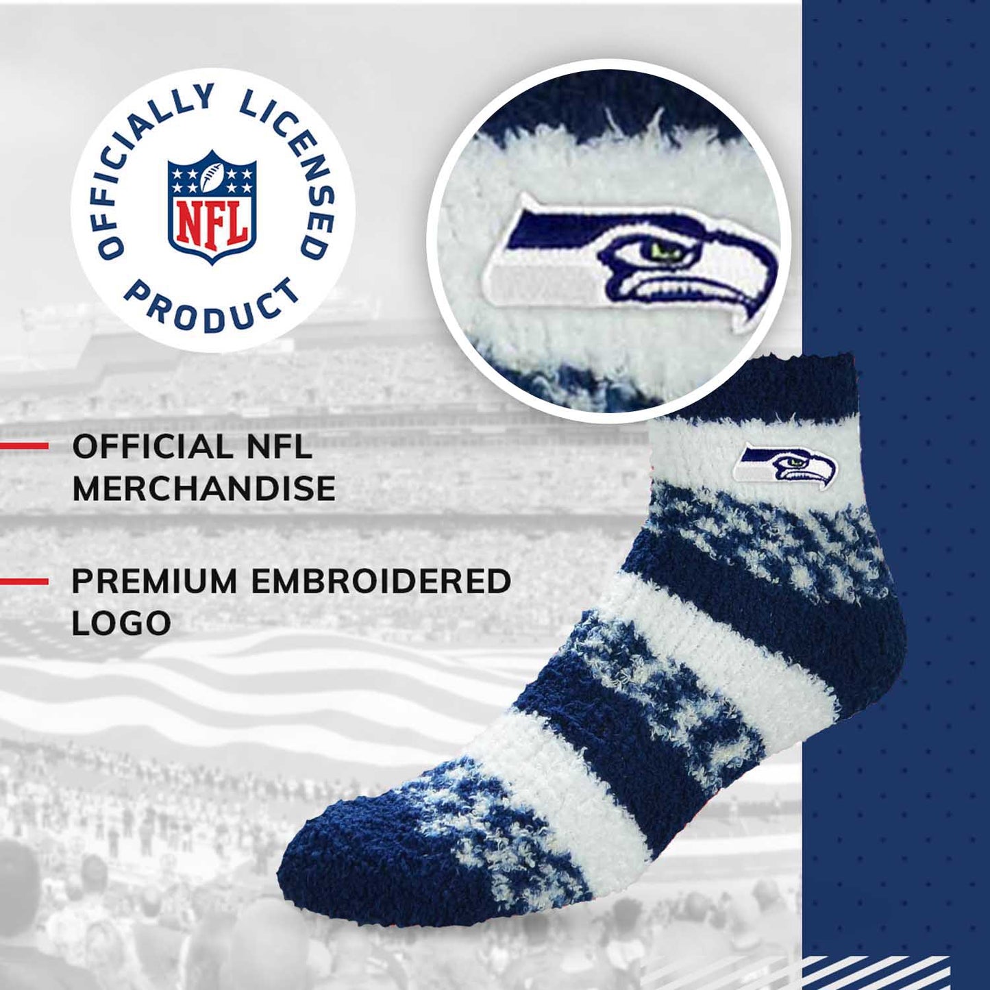 Seattle Seahawks NFL Cozy Soft Slipper Socks - Navy