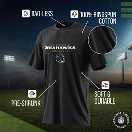 Seattle Seahawks NFL Adult Football Helmet Tagless T-Shirt - Charcoal