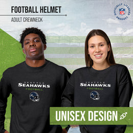 Seattle Seahawks Adult NFL Football Helmet Heather Crewneck Sweatshirt - Charcoal
