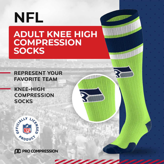 Seattle Seahawks NFL Adult Knee High-Performance Socks - Lime Green