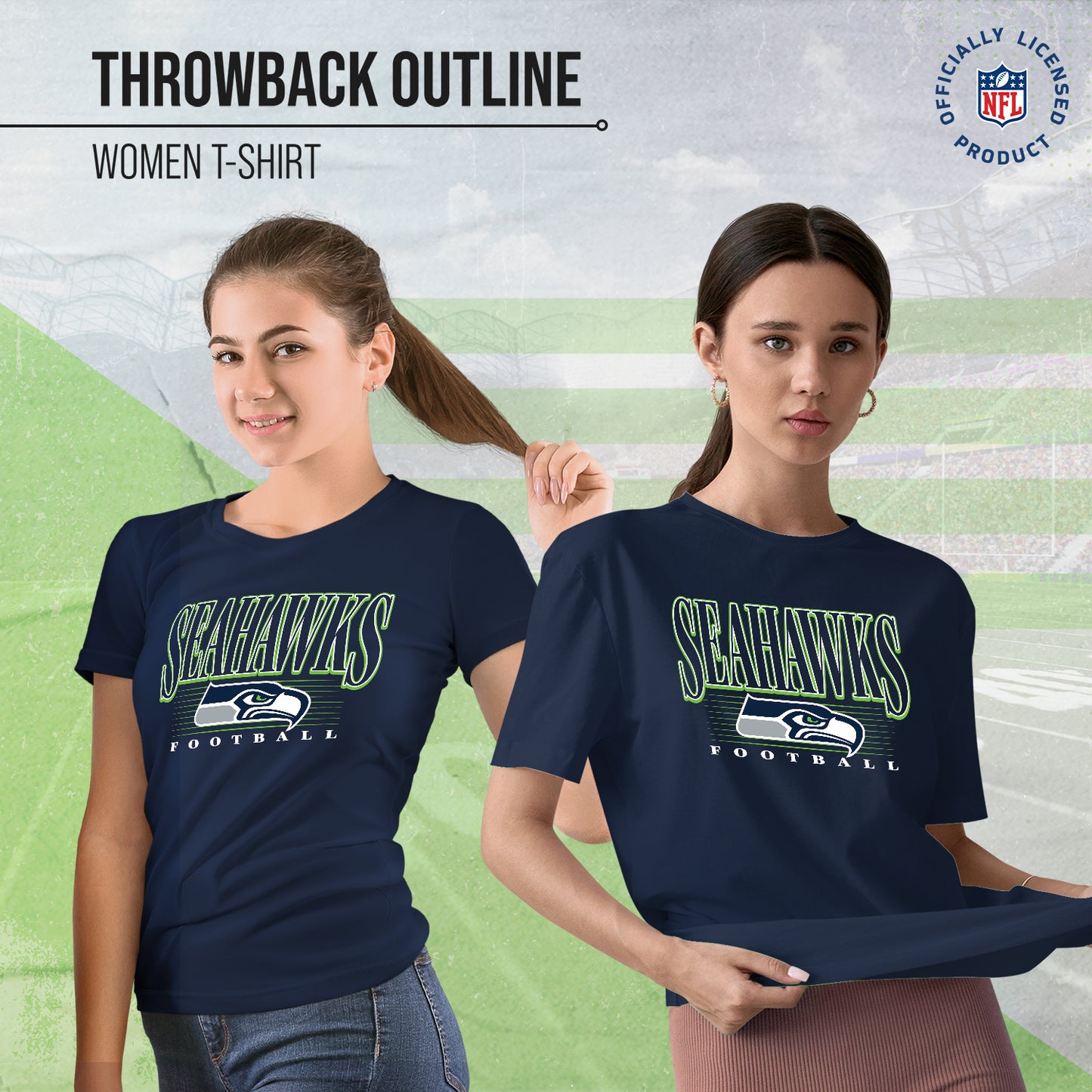 Seattle Seahawks NFL Womens Overtime Blueprint Tag-Less T-Shirt - Navy