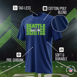 Seattle Seahawks NFL Youth Repeating Logo Football T-Shirt Unisex Tag Free Comfortable - Navy