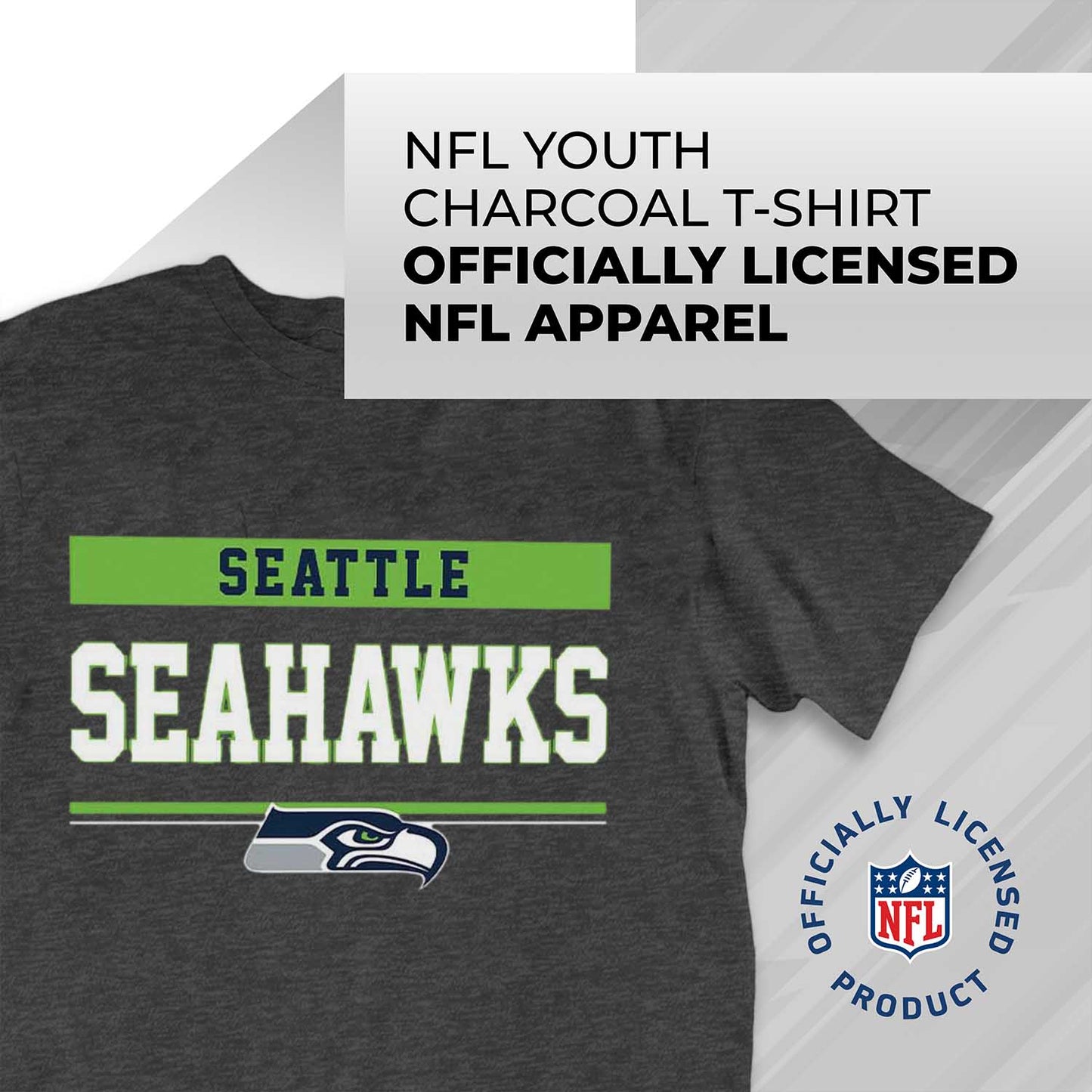 Seattle Seahawks NFL Youth Short Sleeve Charcoal T Shirt - Charcoal