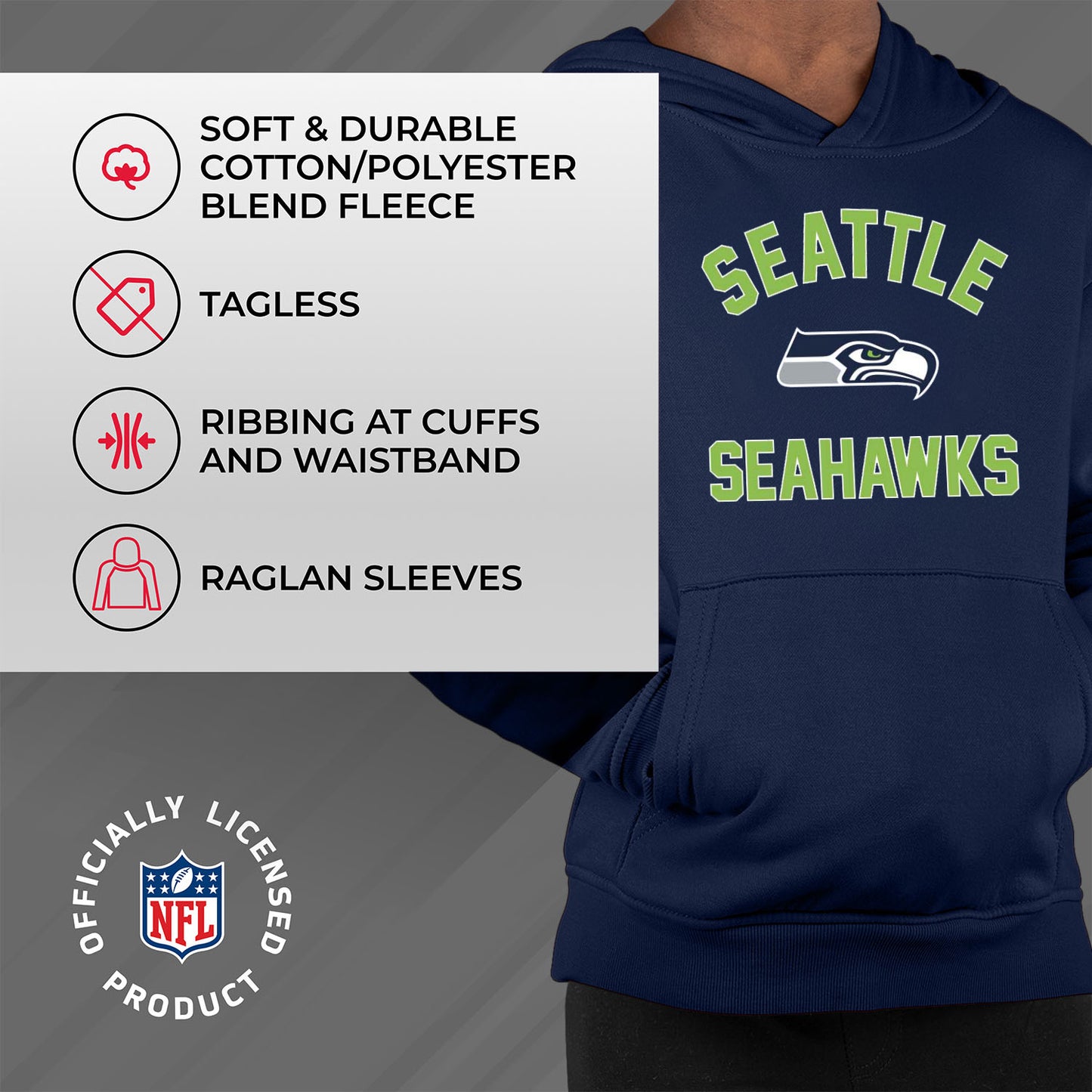 Seattle Seahawks NFL Youth Gameday Hooded Sweatshirt - Navy