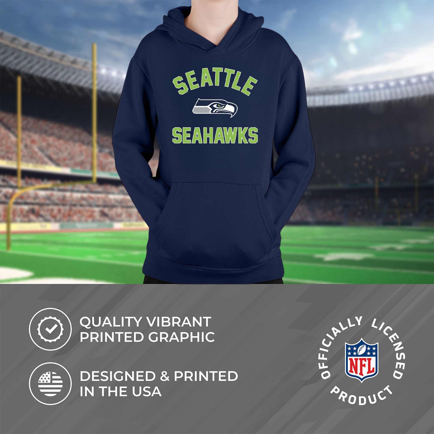 Seattle Seahawks NFL Youth Gameday Hooded Sweatshirt - Navy