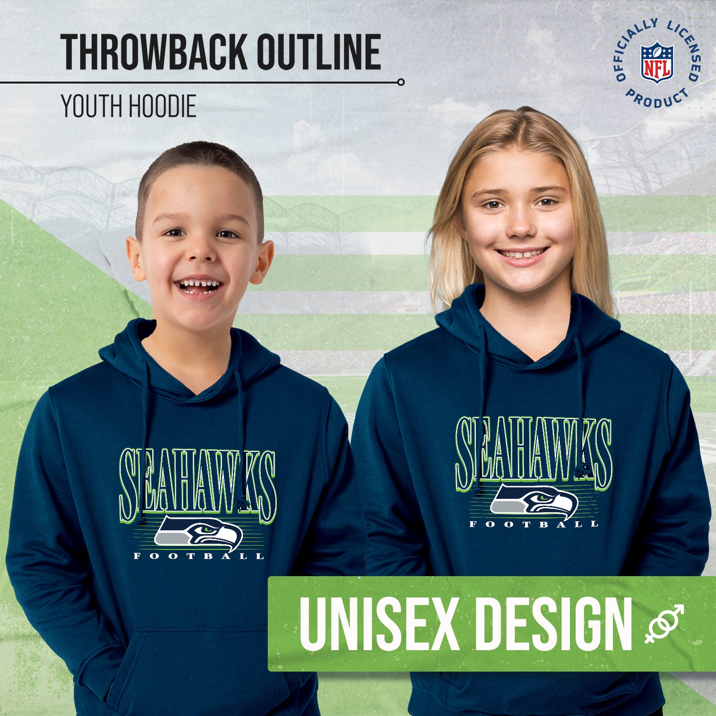 Seattle Seahawks NFL Youth Overtime Blueprint Football Fleece Hooded Sweatshirt - Navy