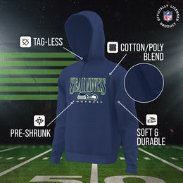 Seattle Seahawks NFL Youth Overtime Blueprint Football Fleece Hooded Sweatshirt - Navy