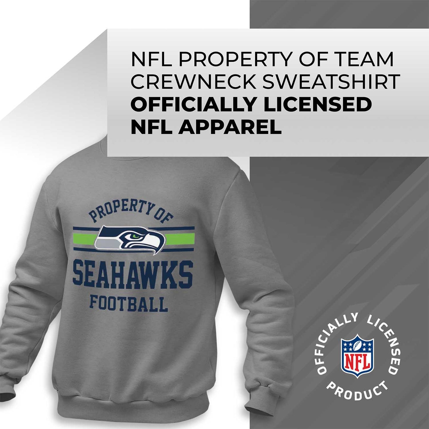 Seattle Seahawks NFL Adult Property Of Crewneck Fleece Sweatshirt - Sport Gray