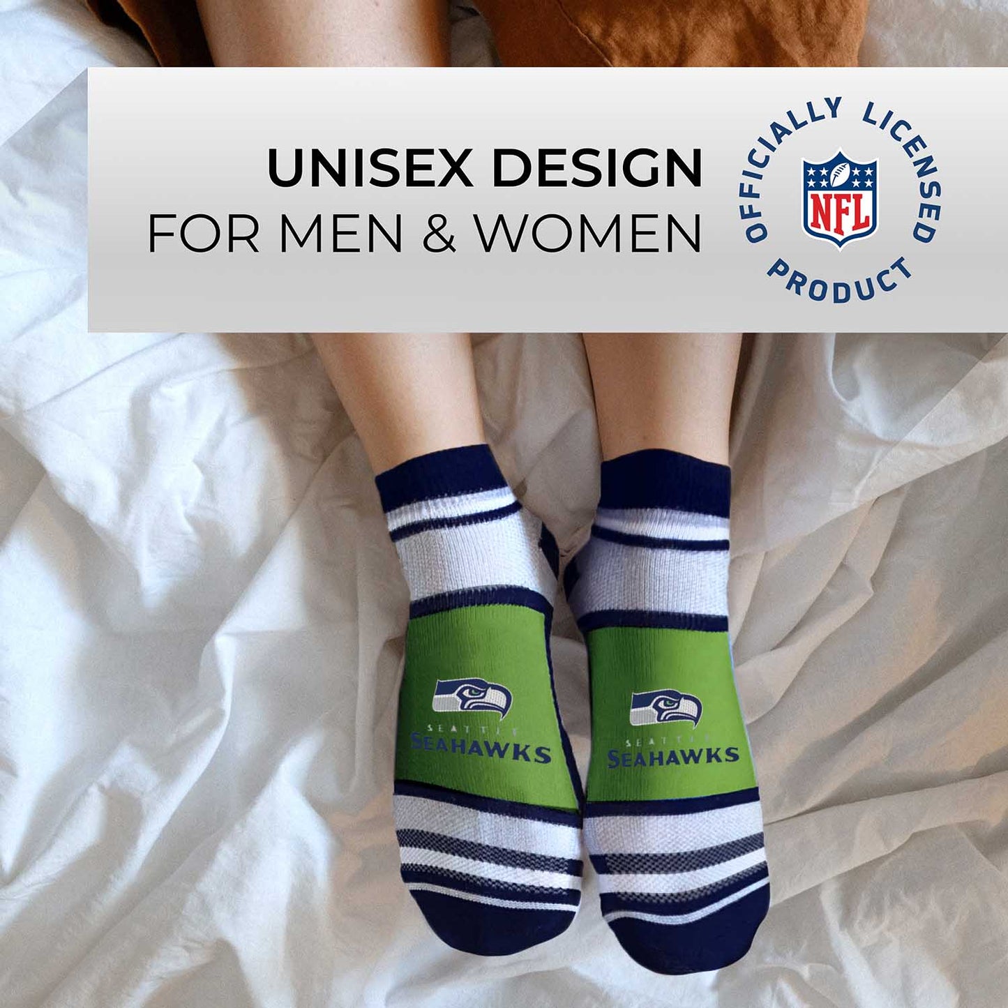 Seattle Seahawks NFL Adult Marquis Addition No Show Socks - Navy