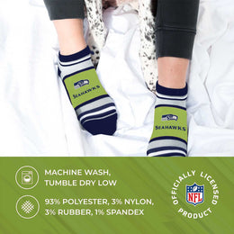 Seattle Seahawks NFL Adult Marquis Addition No Show Socks - Navy