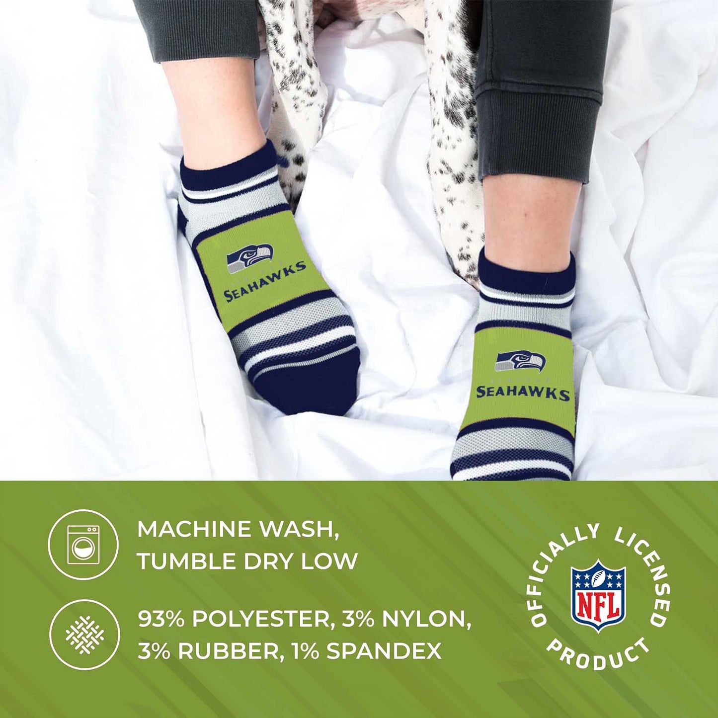 Seattle Seahawks NFL Adult Marquis Addition No Show Socks - Navy