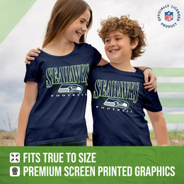 Seattle Seahawks NFL Youth Overtime Blueprint Football T-Shirt Unisex Tag Free Comfortable - Navy