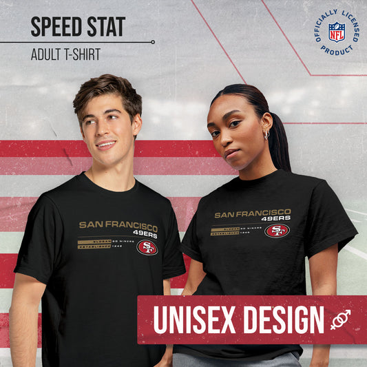 San Francisco 49ers Adult NFL Speed Stat Sheet T-Shirt - Black
