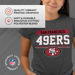 San Francisco 49ers NFL Women's Team Block Charcoal Tagless T-Shirt - Charcoal