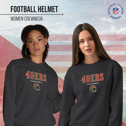 San Francisco 49ers Women's NFL Football Helmet Charcoal Slouchy Crewneck -Tagless Lightweight Pullover - Charcoal