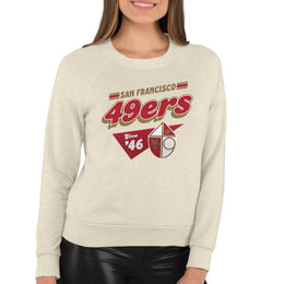 San Francisco 49ers NFL Womens Groovy Retro Slouchy Crewneck - Off White