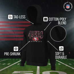 San Francisco 49ers NFL Adult Unisex Overtime Blueprint Soft Fleece Hooded Sweatshirt - Black