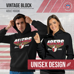 San Francisco 49ers NFL Adult Unisex Vintage Block Ultra Soft Fleece Hooded Sweatshirt - Black