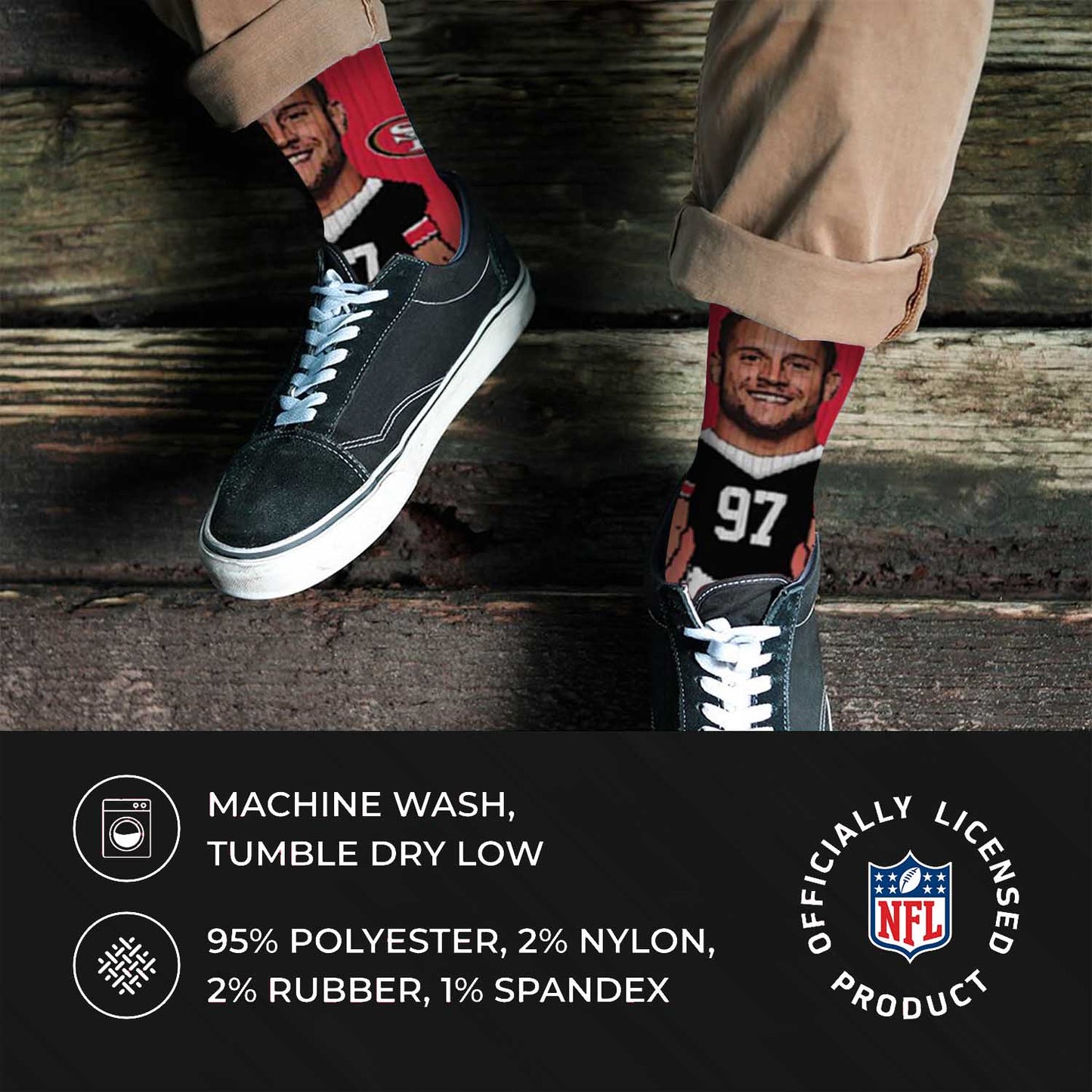 San Francisco 49ers FBF NFL Youth V Curve MVP Player Crew Socks - RED #97