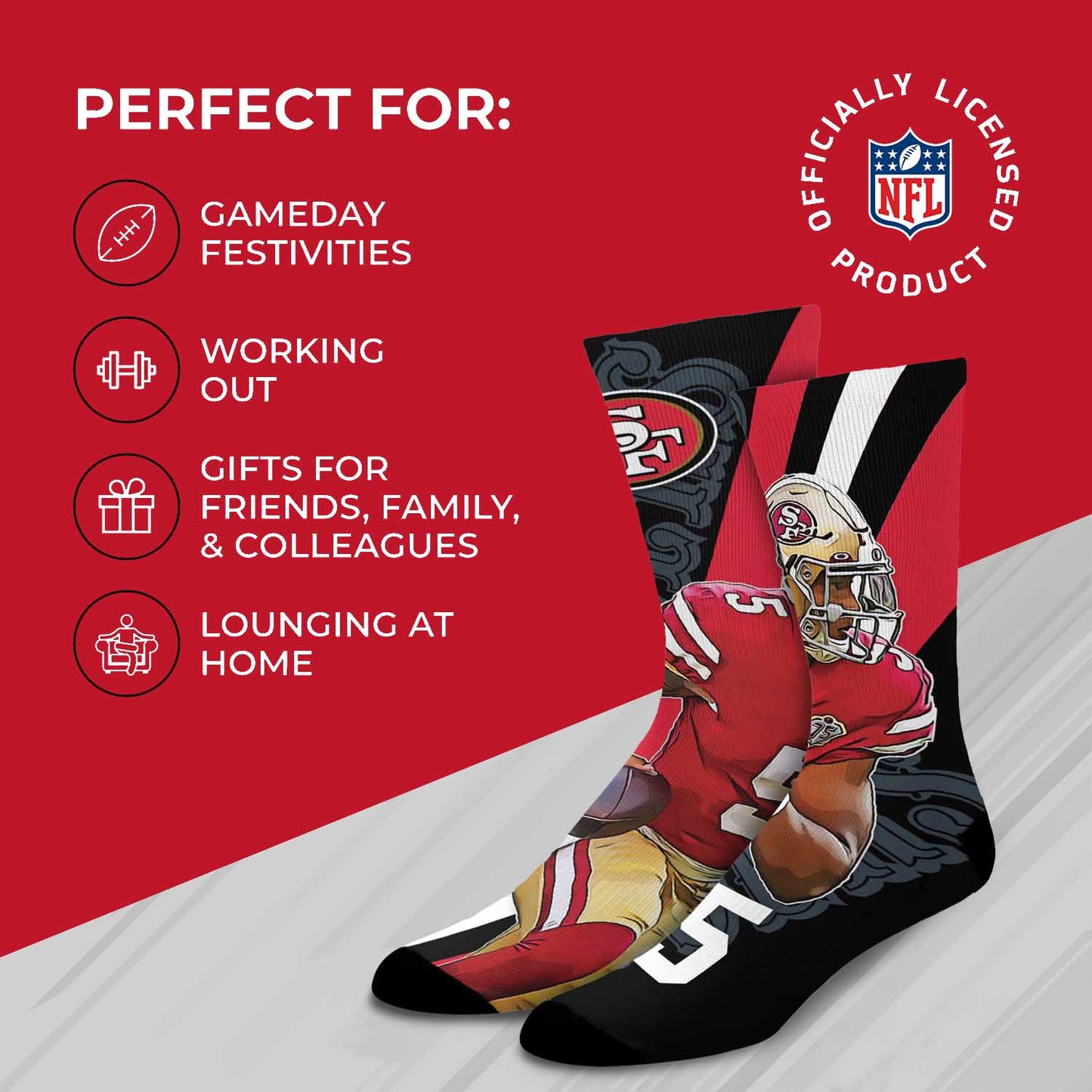 San Francisco 49ers NFL Youth Player Stripe Sock - Black #5